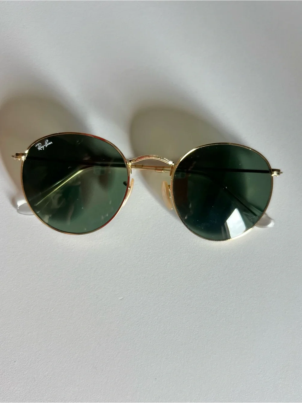 Ray-Ban Gold Frame Sunglasses with Green Lenses